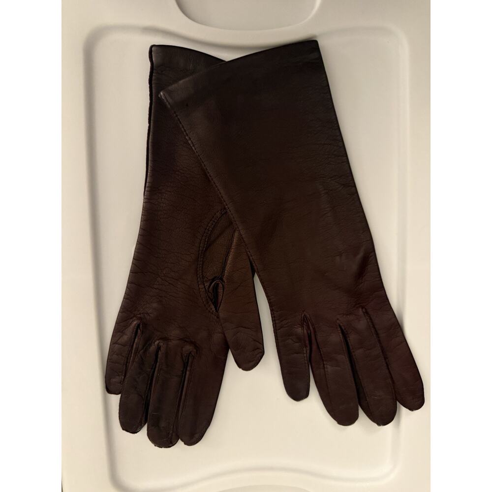 VTG made In Italy Leather Gloves Burgundy Brown 7